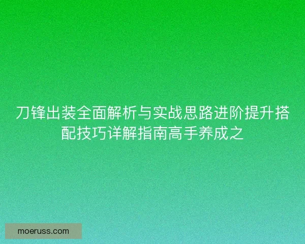 刀锋出装全面解析与实战思路进阶提升搭配技巧详解指南高手养成之